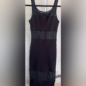 Bebe, beautiful great condition, black dress, sheer, sweater material​​​